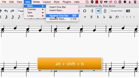 Add a hairpin. . How to add more measures in musescore